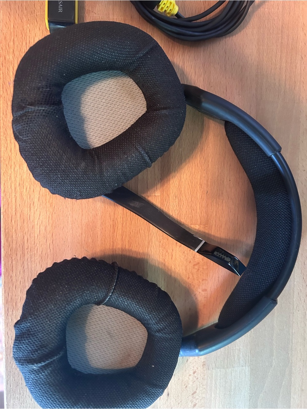Corsair Black Over-Ear Headphones with Yellow Cable Accent